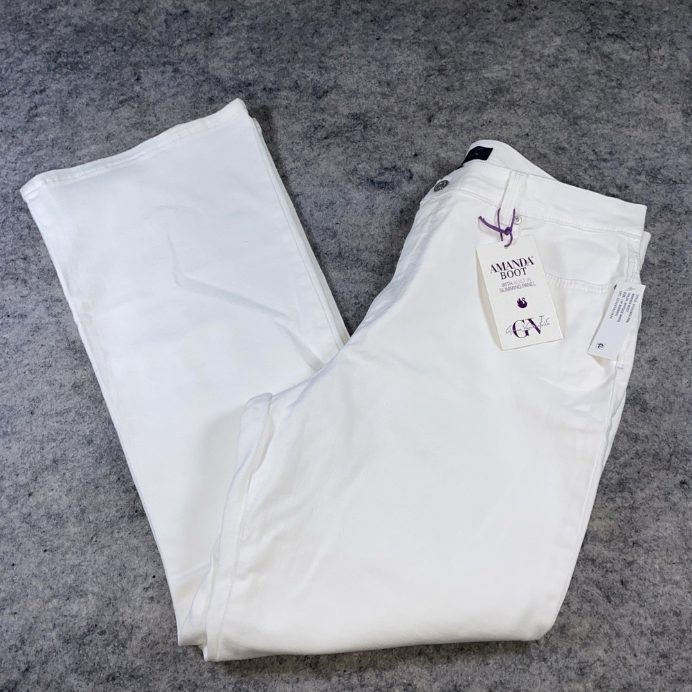 NWT Gloria Vanderbilt Bootcut‎ Jeans Women's 14P White Classic Amanda Slimming